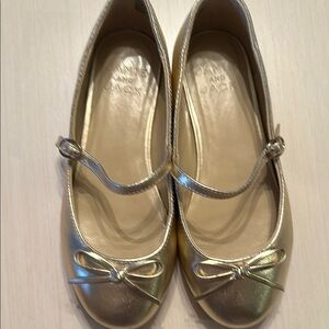 Gold Mary Jane Flats with Bow Janie and Jack leather